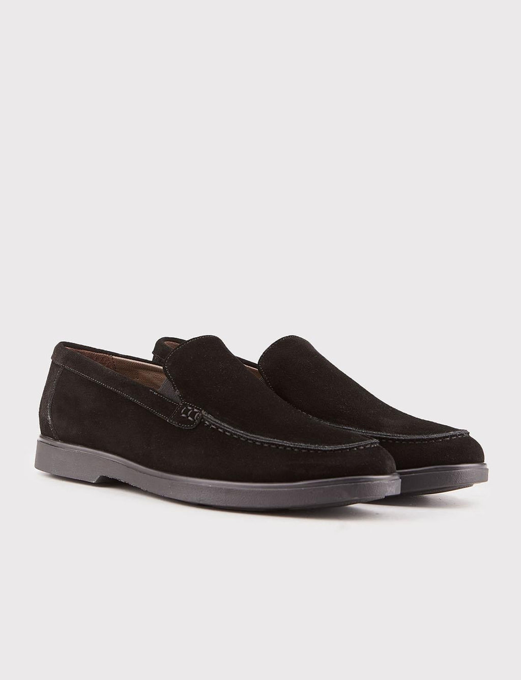 Men's Suede Genuine Leather Light Rubber Sole Black Casual Shoes
