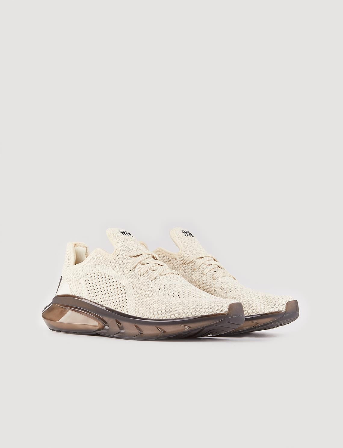 Men's Knitted Beige Lace-Up Ready-Toe Athletic Shoes