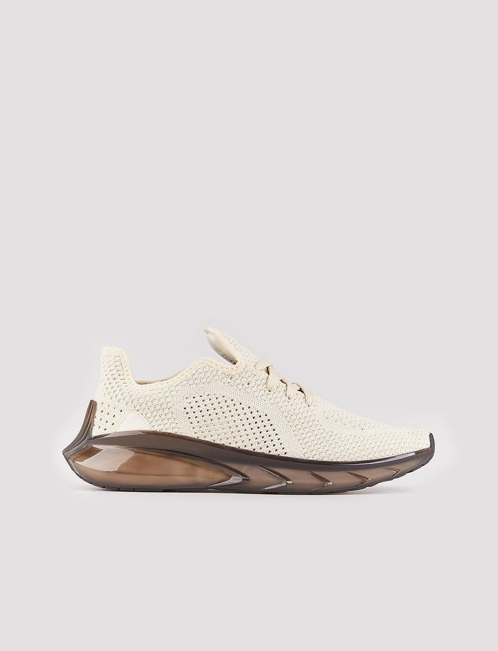 Men's Knitted Beige Lace-Up Ready-Toe Athletic Shoes