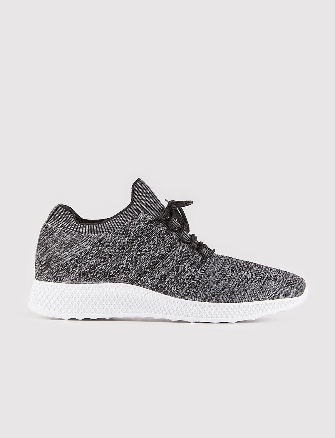 Men's Knitted Dark Gray Lace-up Athletic Shoes