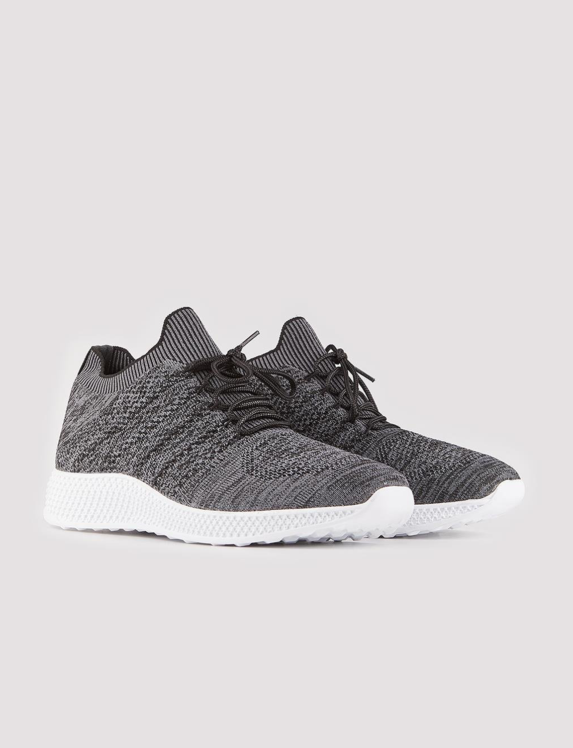 Men's Knitted Dark Gray Lace-up Athletic Shoes