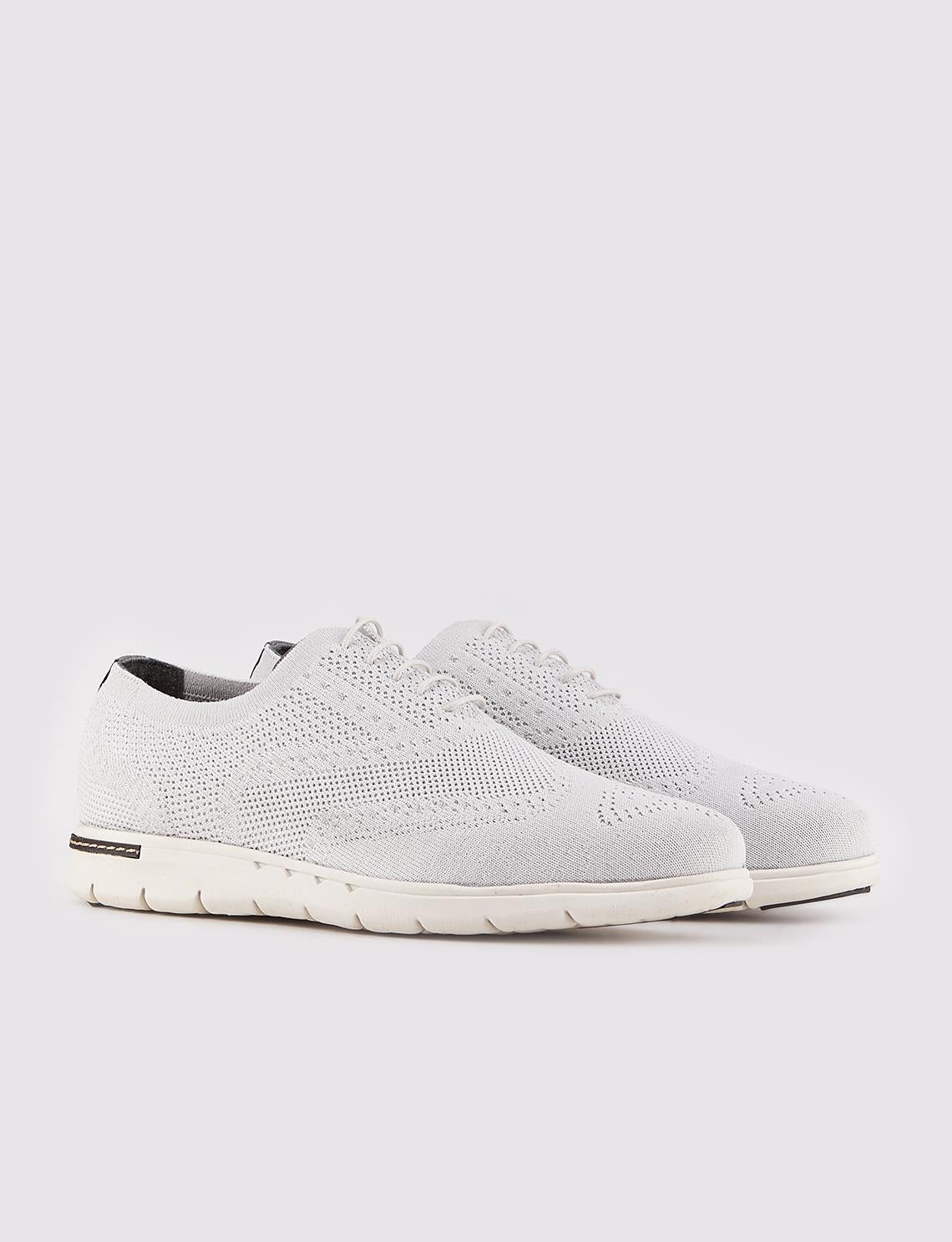 Men's Knitted Grey Lace-up Casual Shoes