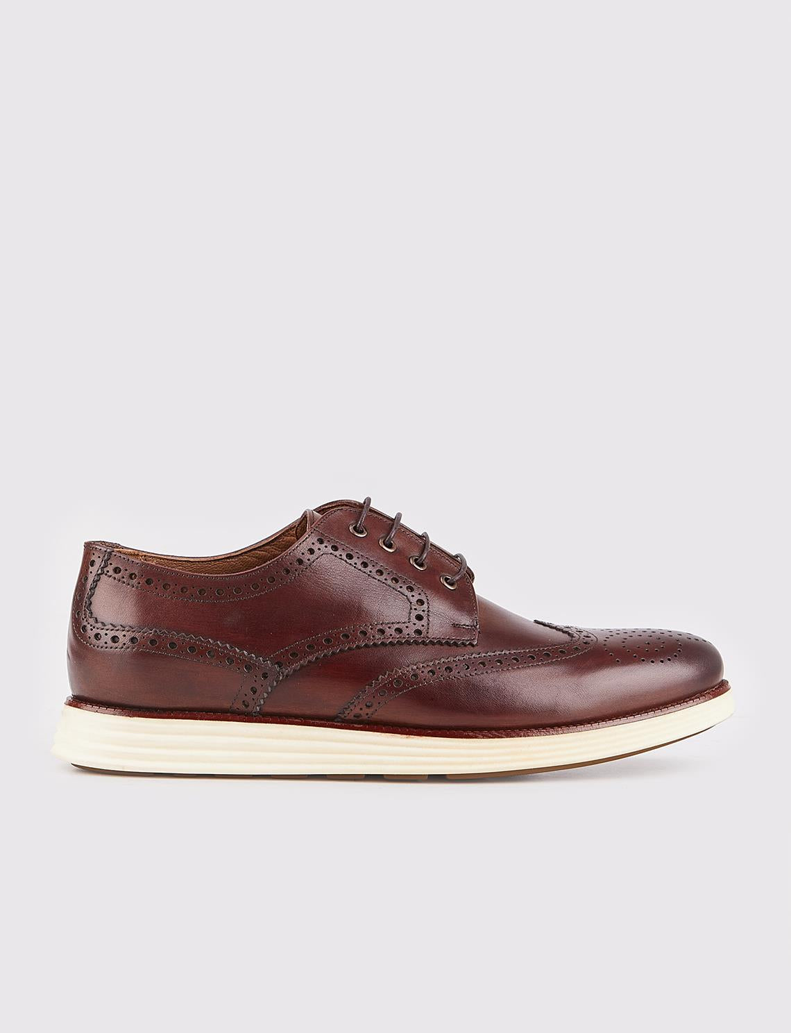EVA Sole Genuine Leather Brown Lace-up Men's Casual Shoes