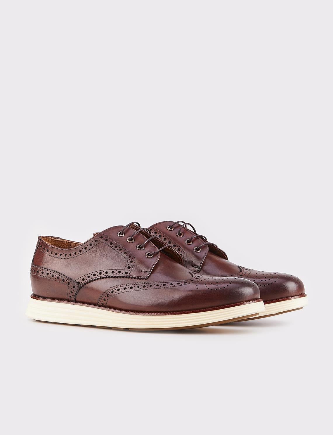 EVA Sole Genuine Leather Brown Lace-up Men's Casual Shoes