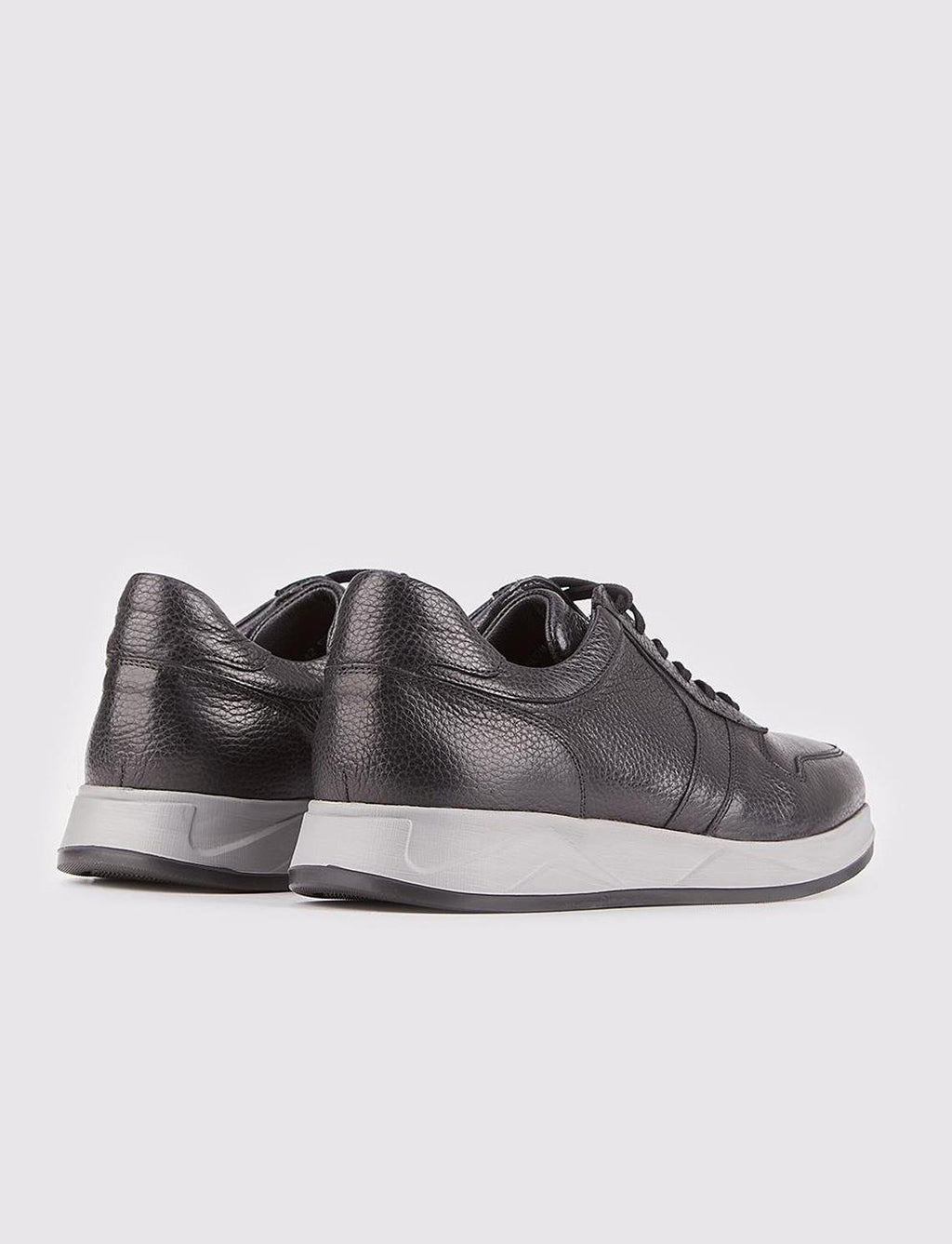 Genuine Leather Black Lace-up Sneaker Men's Sports Shoes