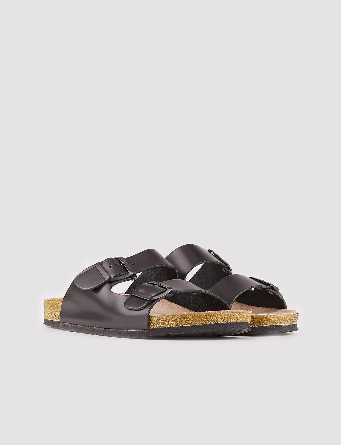 Genuine Leather Black Women's Slippers
