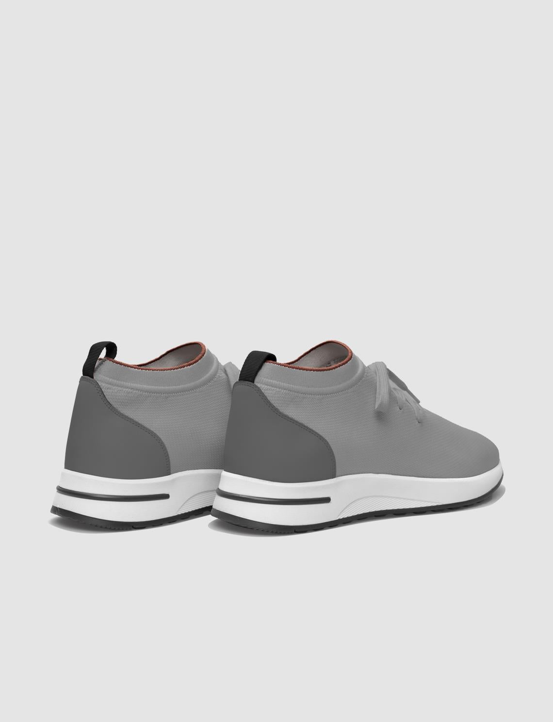 Grey Knitted Lace-up Men's Athletic Shoes