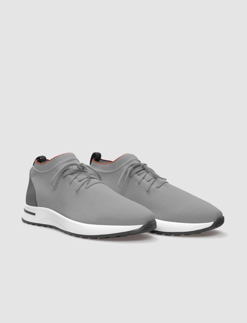 Grey Knitted Lace-up Men's Athletic Shoes