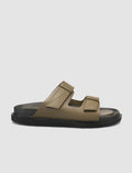 100% Genuine Leather Velcro Khaki Men's Slippers