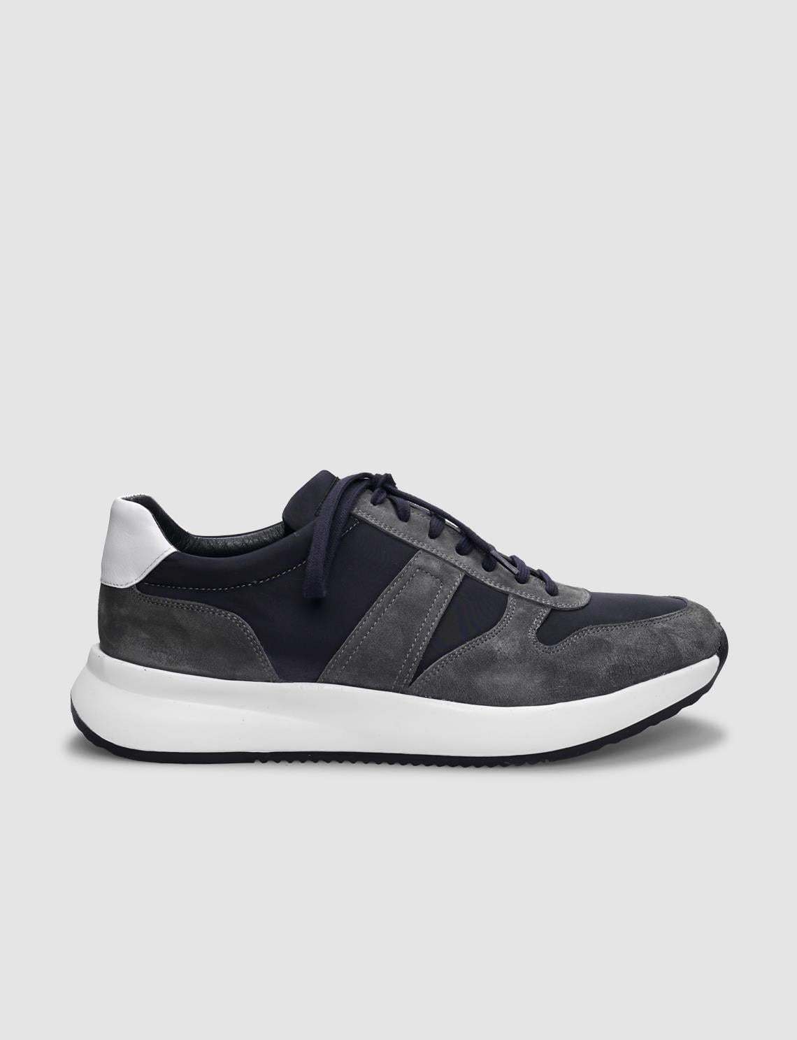 Genuine Leather Anthracite Lace-up Men's Athletic Shoes