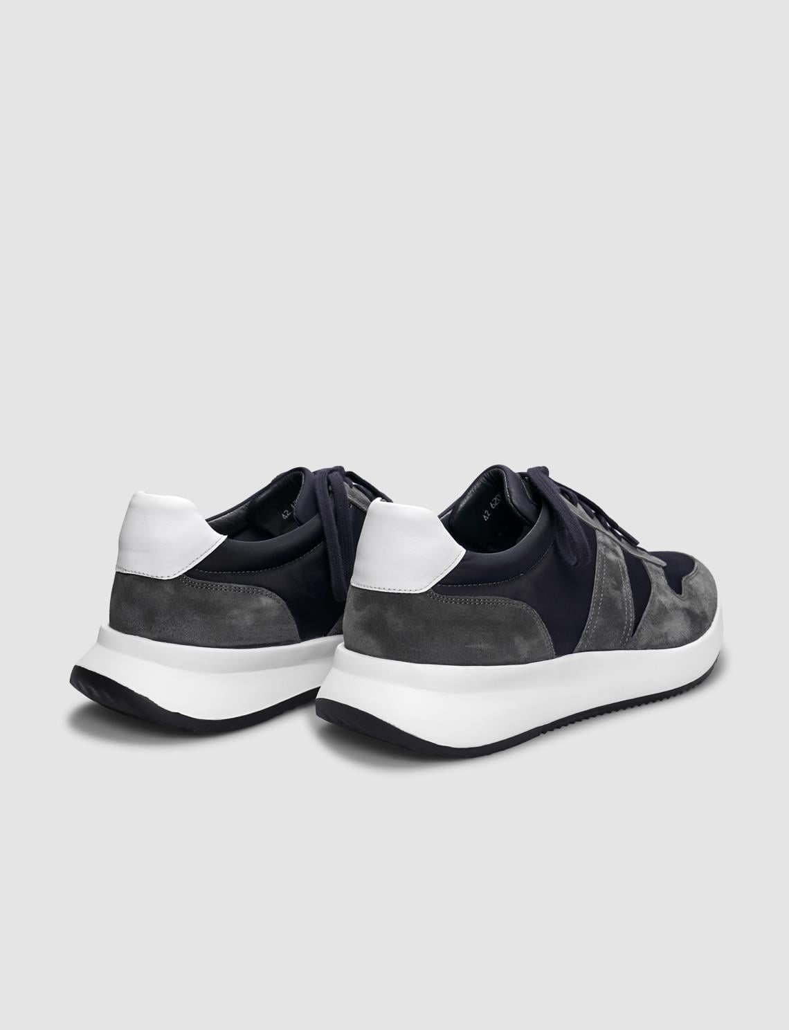 Genuine Leather Anthracite Lace-up Men's Athletic Shoes