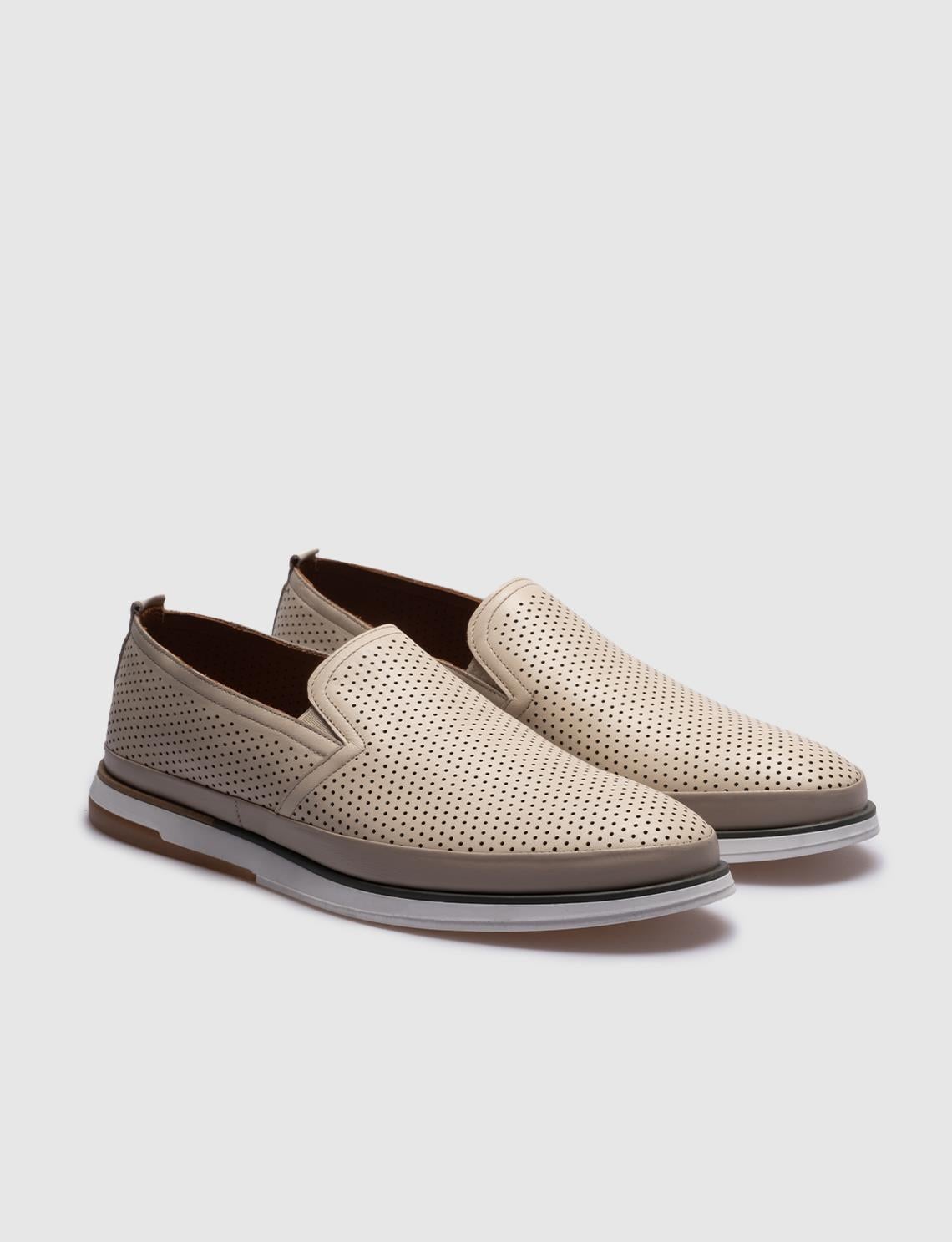 Genuine Leather Beige Men's Casual Shoes