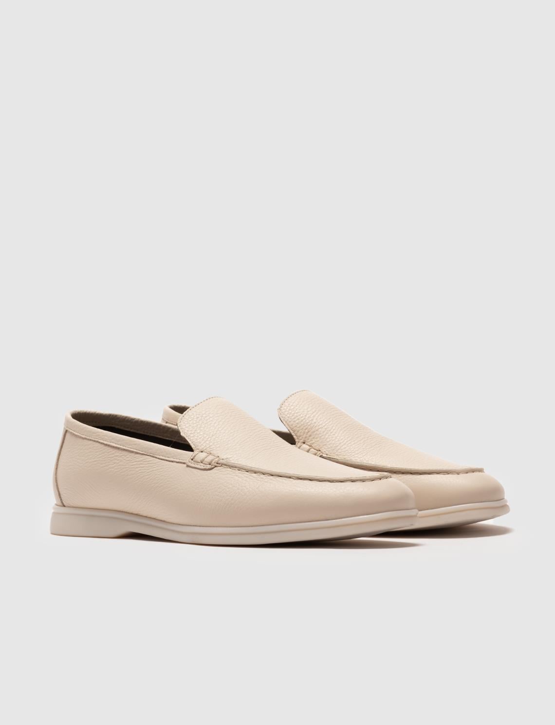 Genuine Leather Beige Men's Casual Shoes