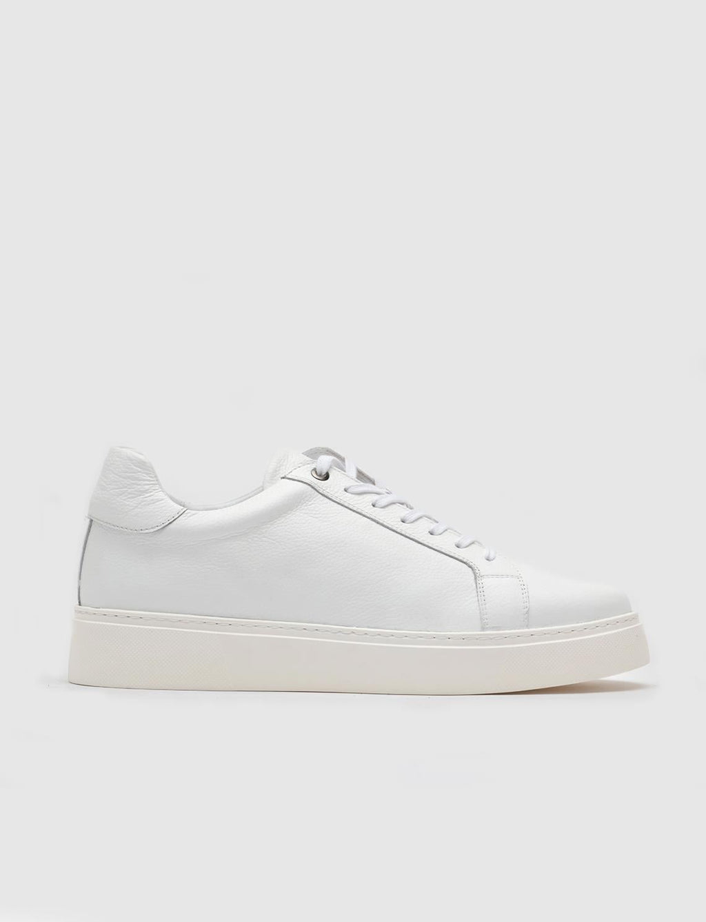 Genuine Leather White Lace-up Men's Casual Sports Shoes