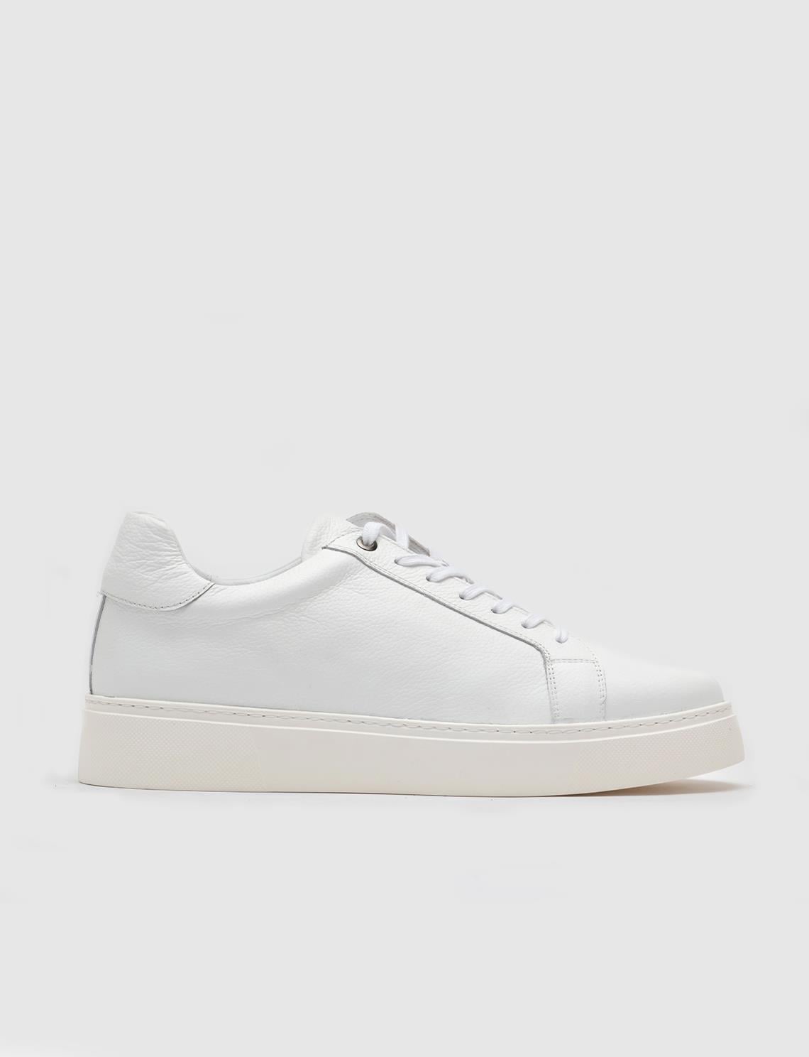 Genuine Leather White Lace-up Men's Casual Sports Shoes