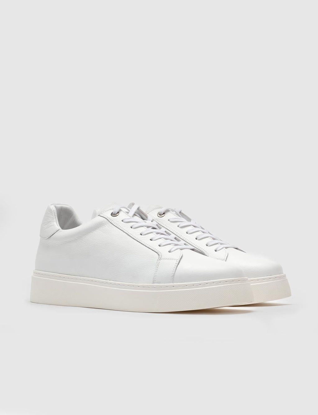 Genuine Leather White Lace-up Men's Casual Sports Shoes