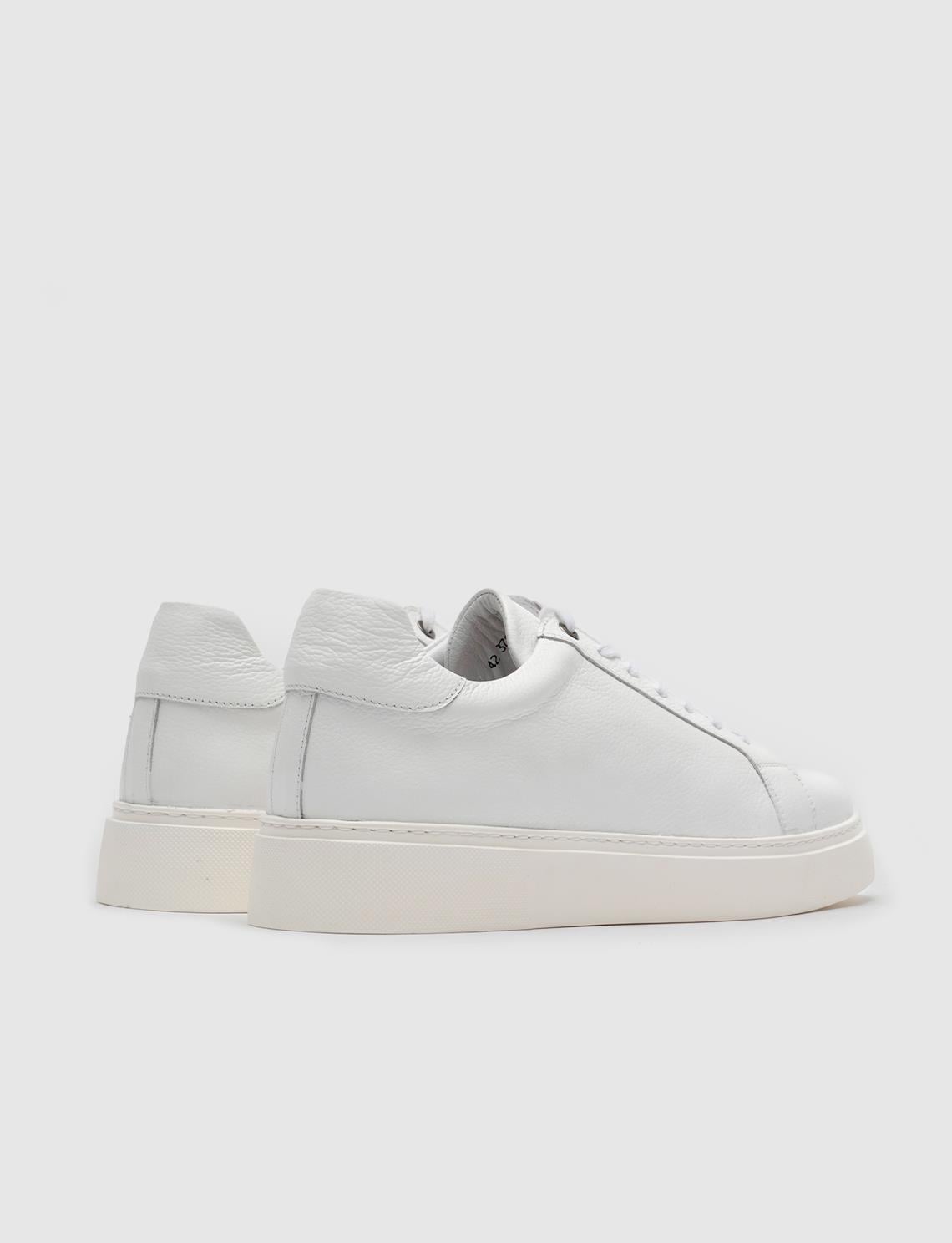 Genuine Leather White Lace-up Men's Casual Sports Shoes