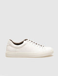 Genuine Leather White Lace-up Men's Athletic Shoes