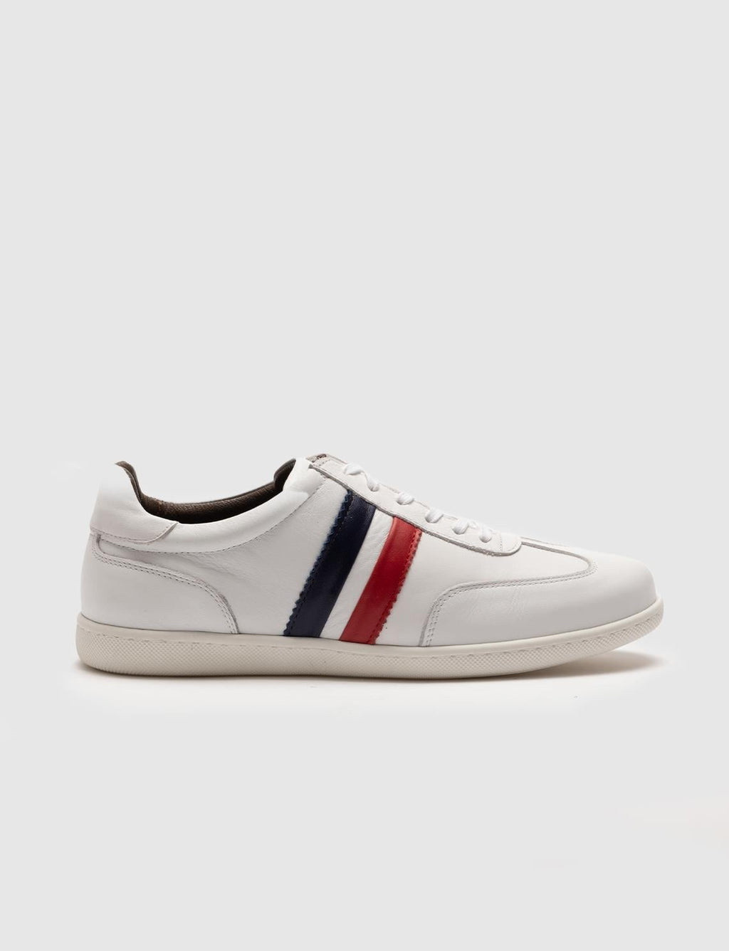Genuine Leather White Lace-up Men's Athletic Shoes