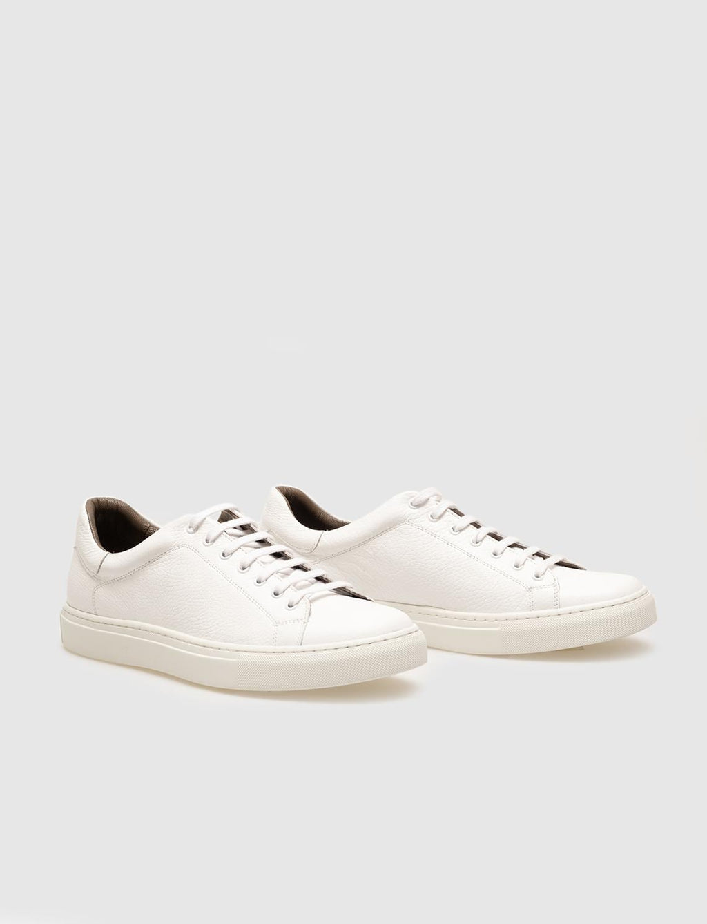 Genuine Leather White Lace-up Men's Athletic Shoes