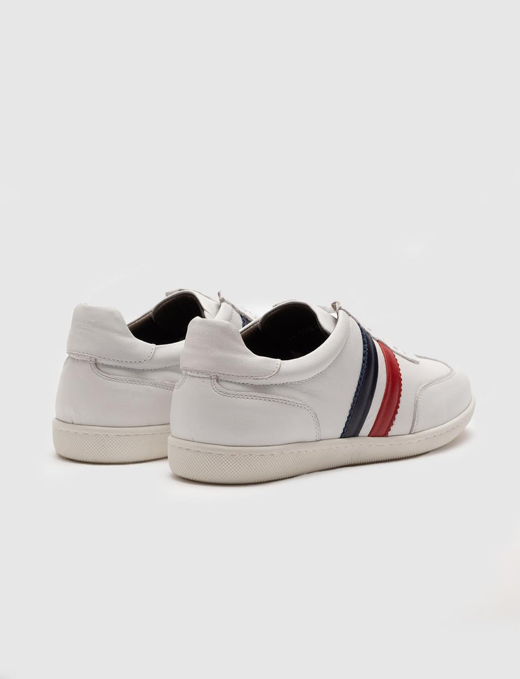 Genuine Leather White Lace-up Men's Athletic Shoes