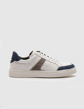 Genuine Leather White-Navy Lace-up Men's Athletic Shoes