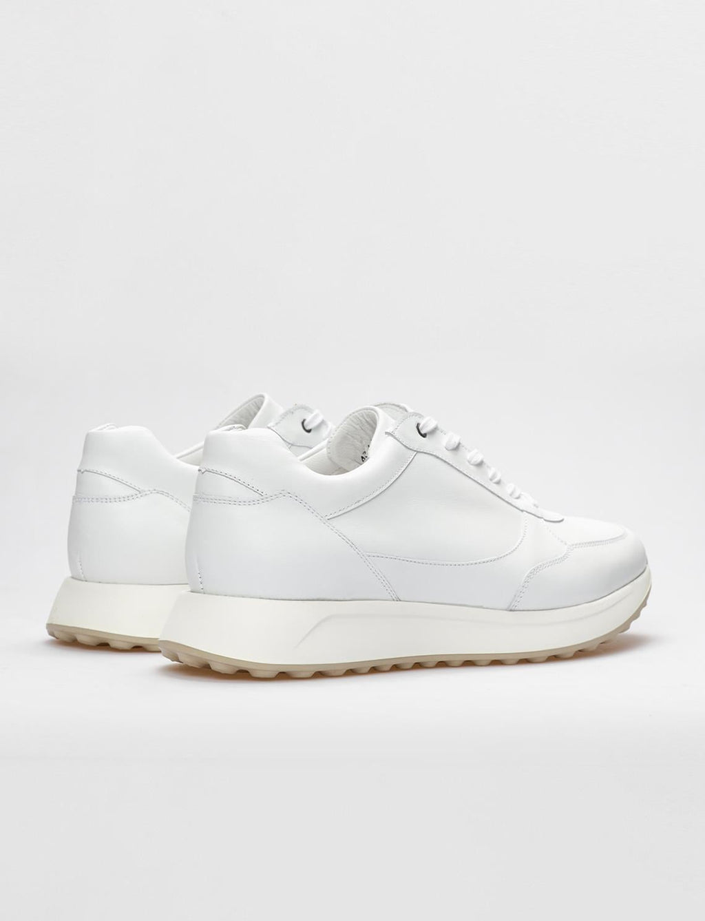 Genuine Leather White Lace-up Men's Athletic Shoes