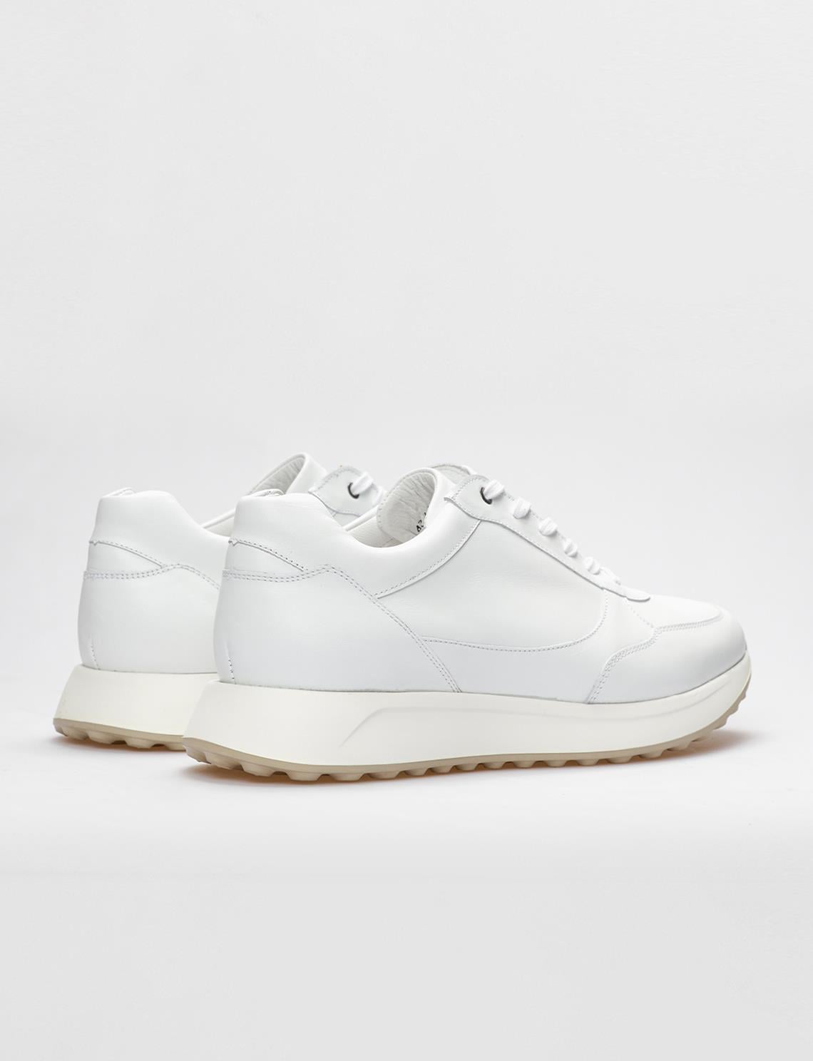 Genuine Leather White Lace-up Men's Athletic Shoes