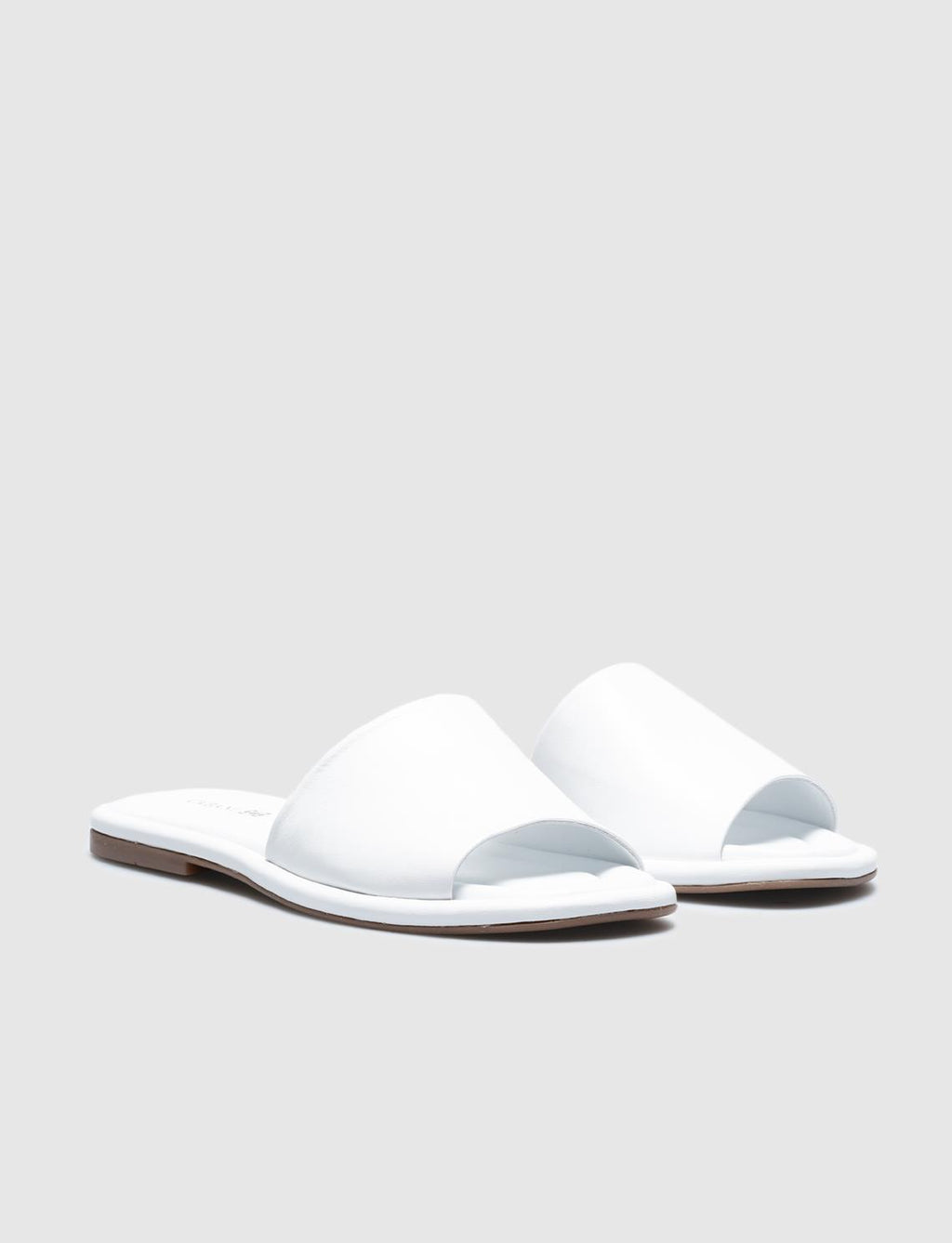Genuine Leather White Women's Flat Slippers