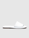 Genuine Leather White Women's Flat Slippers