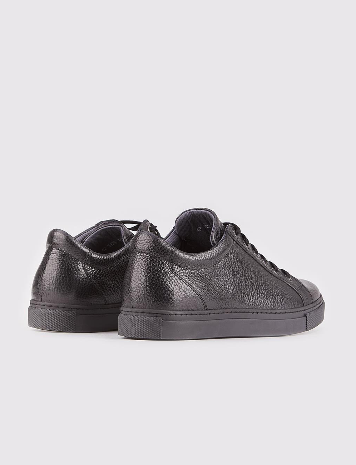 Genuine Leather Patterned Black Lace-up Men's Casual Shoes