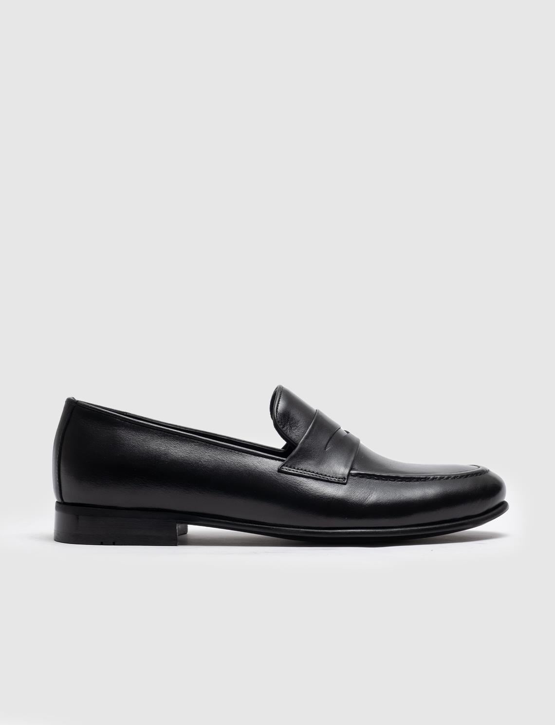 Genuine Leather Injection Molded Sole Men's Black Classic Shoes