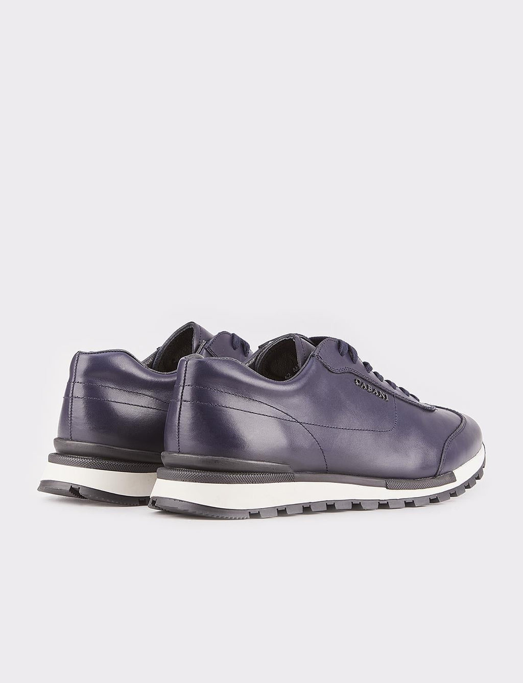 Genuine Leather Men's Navy Blue Lace-up Athletic Shoes