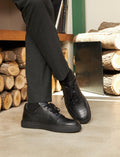 Genuine Leather Men's Black Sport Lace-up Shoes