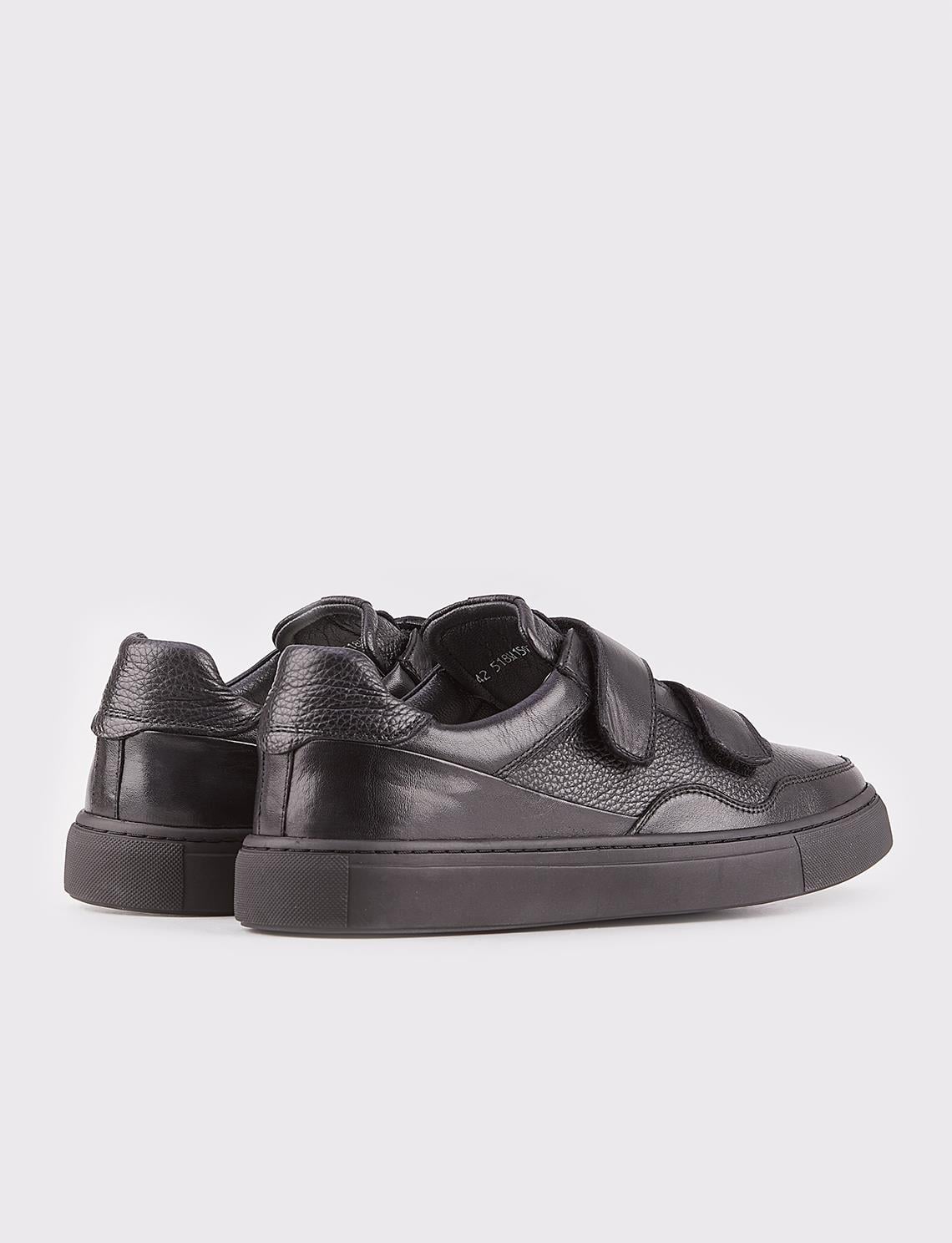 Genuine Leather Men's Black Sports Shoes