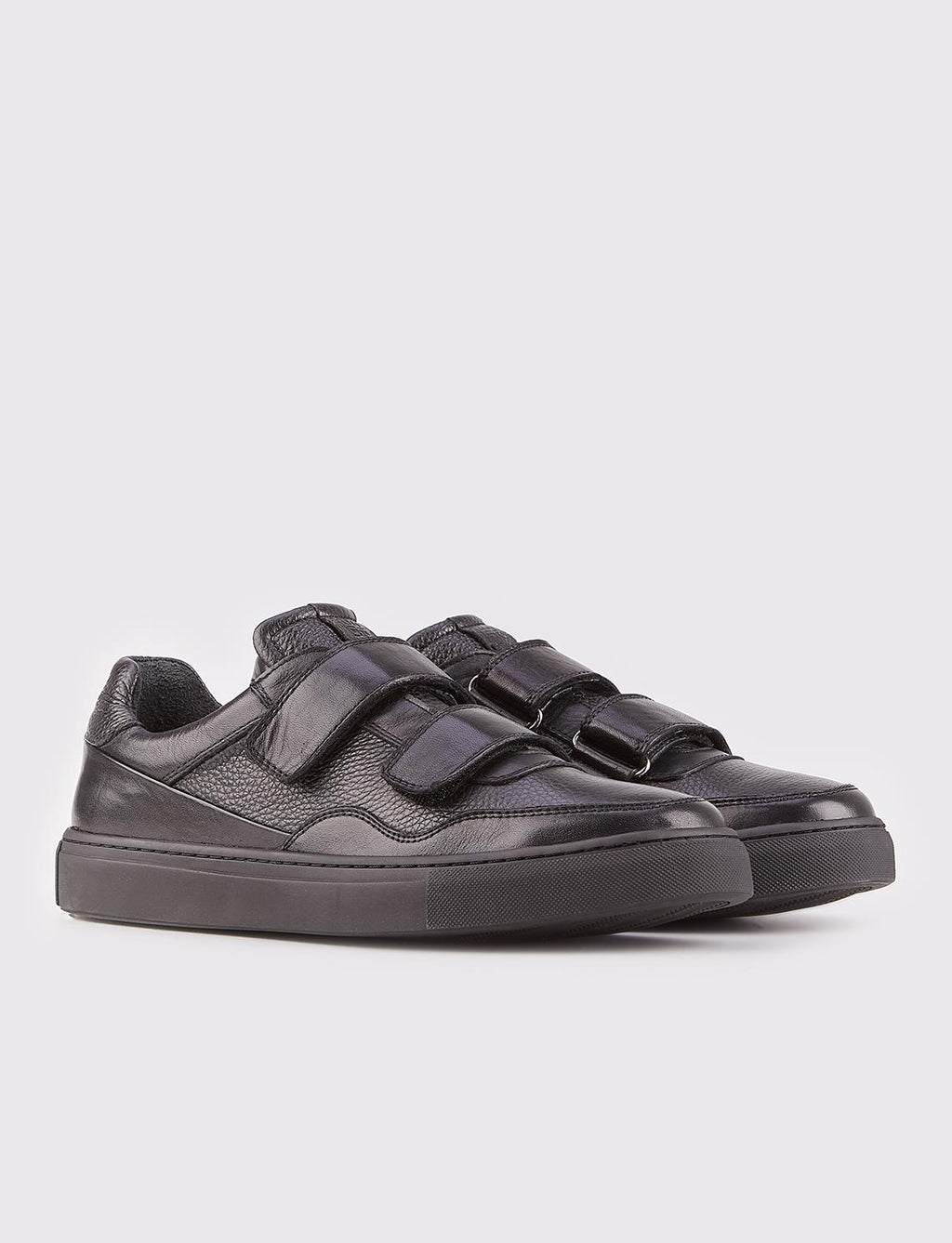 Genuine Leather Men's Black Sports Shoes