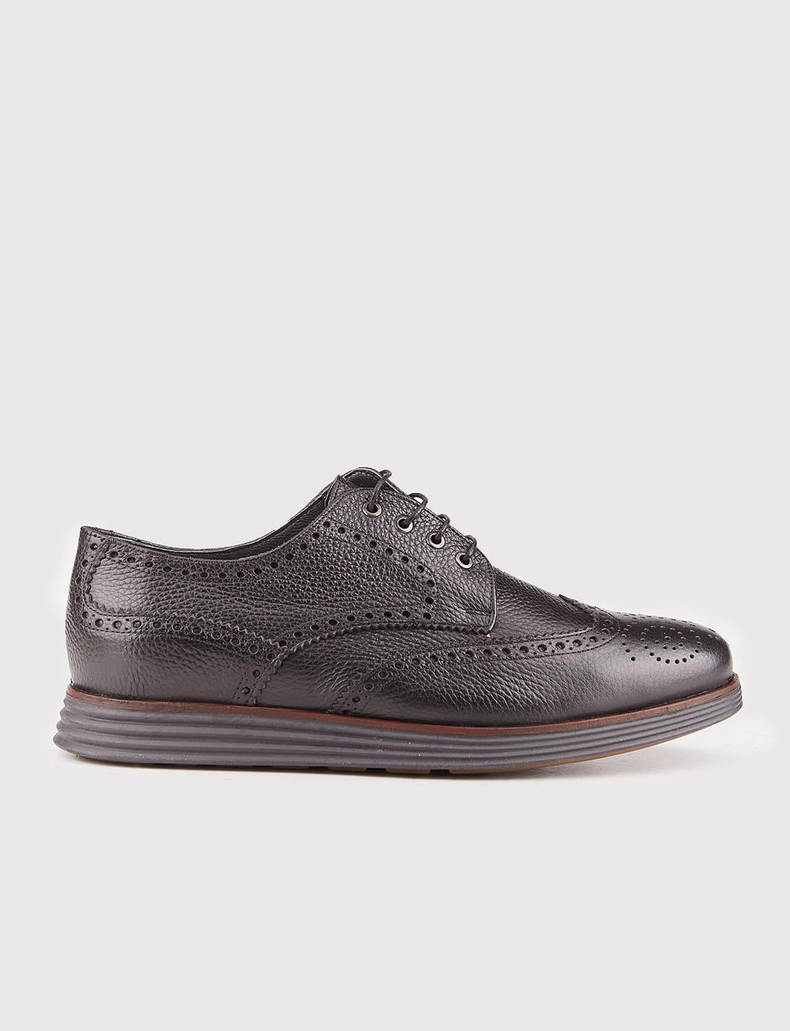 Genuine Leather EVA Sole Black Lace-up Men's Casual Shoes