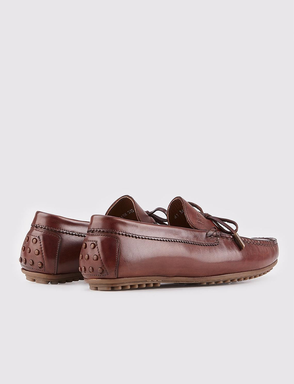Genuine Leather Brown Men's Shoes with Bow