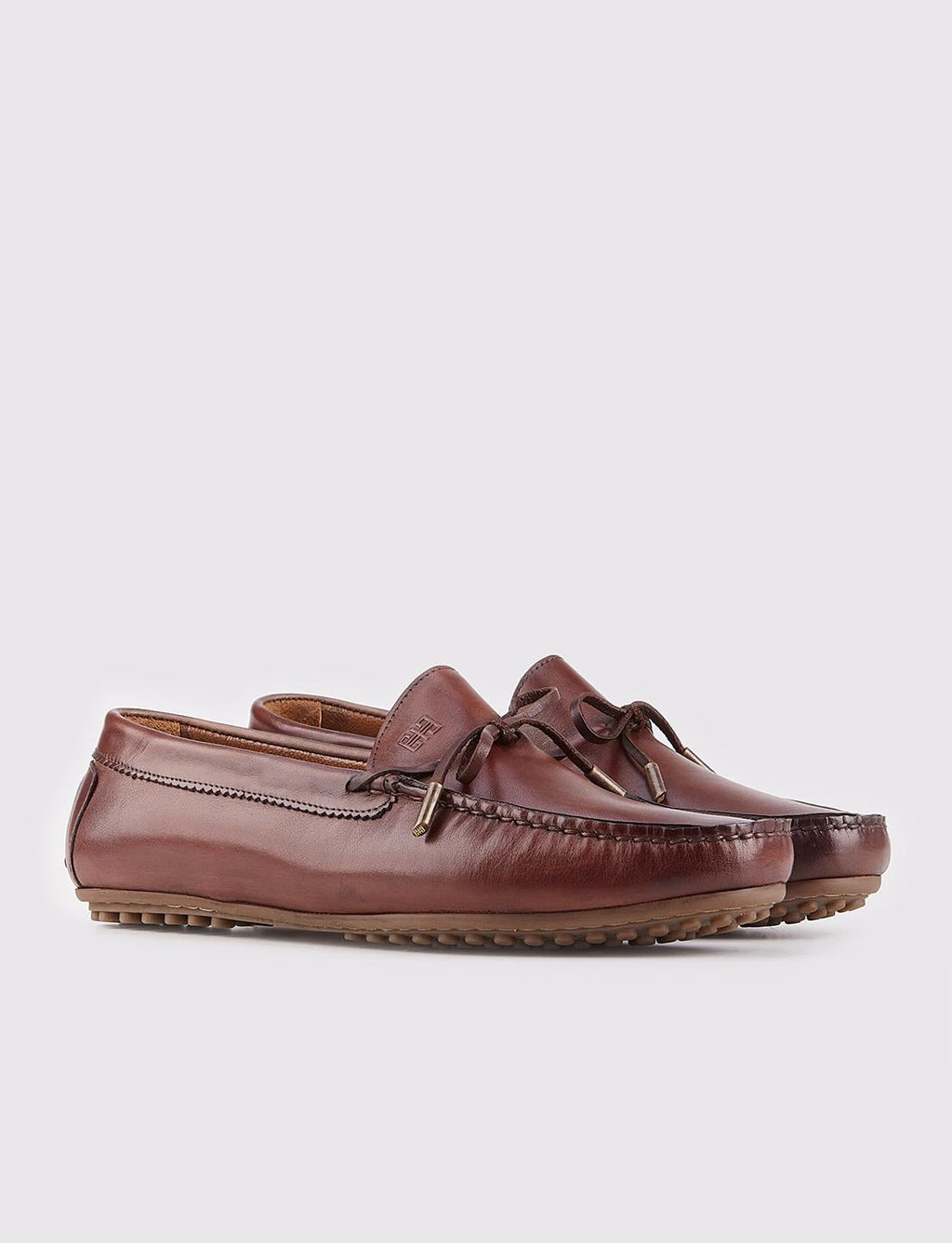 Genuine Leather Brown Men's Shoes with Bow