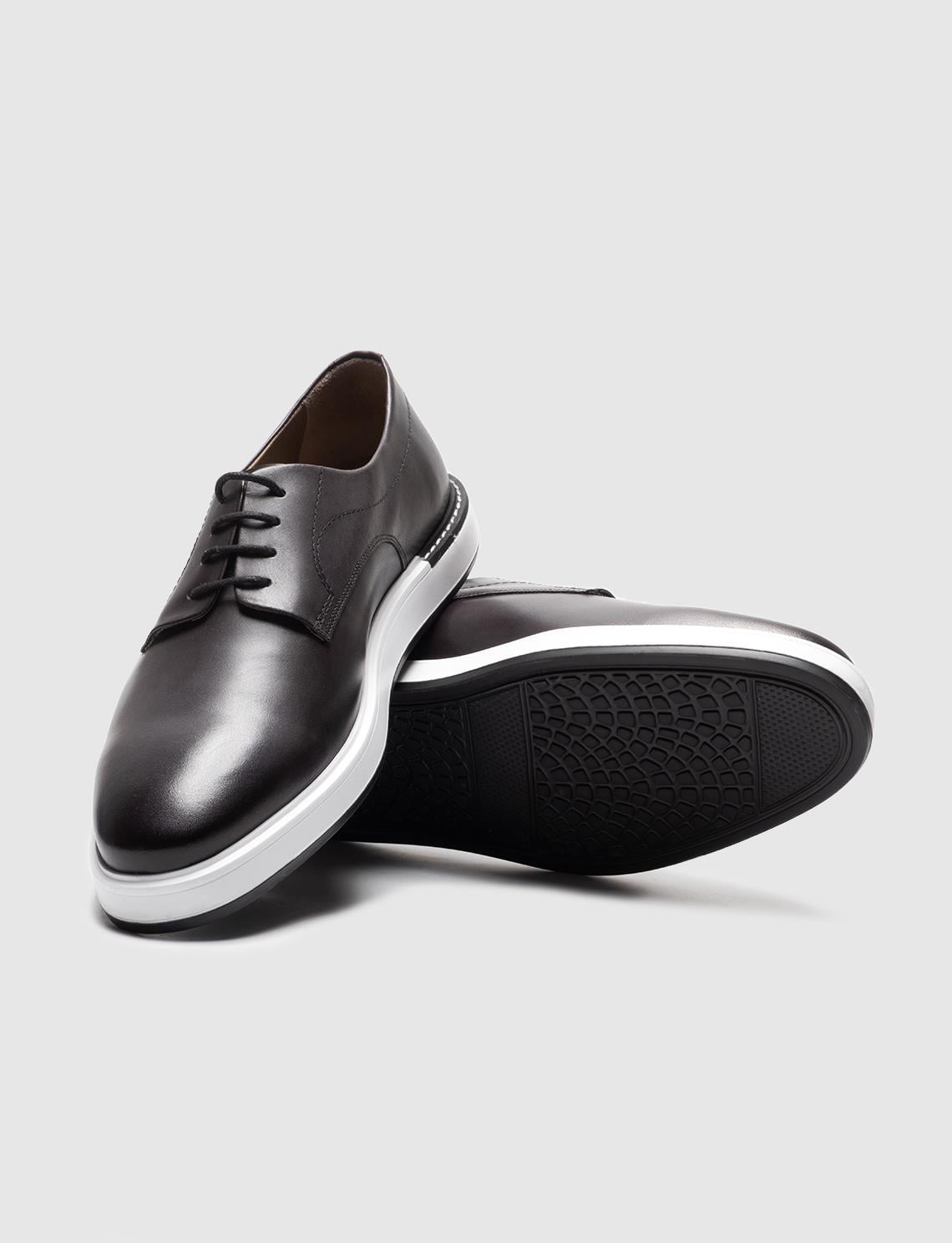 Genuine Leather Grey Lace-up Men's Casual Shoes
