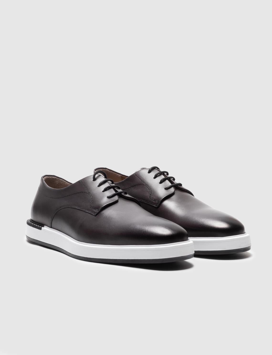 Genuine Leather Grey Lace-up Men's Casual Shoes