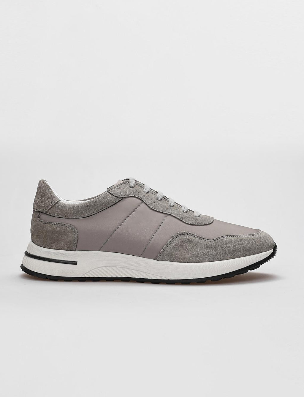 Genuine Leather Grey Lace-up Men's Athletic Shoes