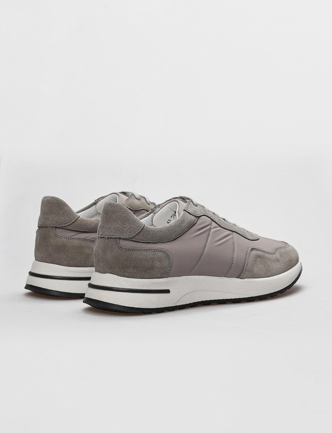 Genuine Leather Grey Lace-up Men's Athletic Shoes