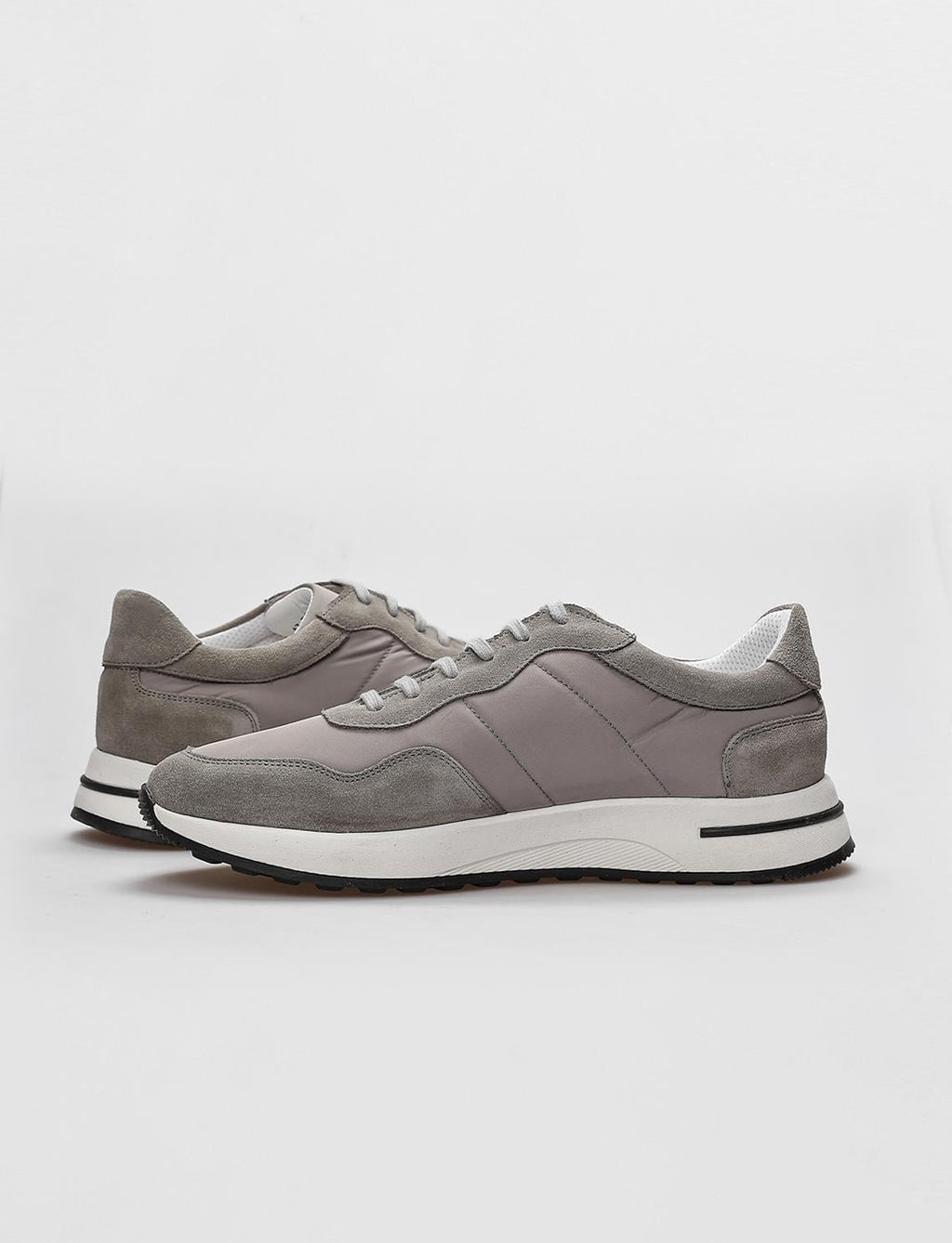 Genuine Leather Grey Lace-up Men's Athletic Shoes