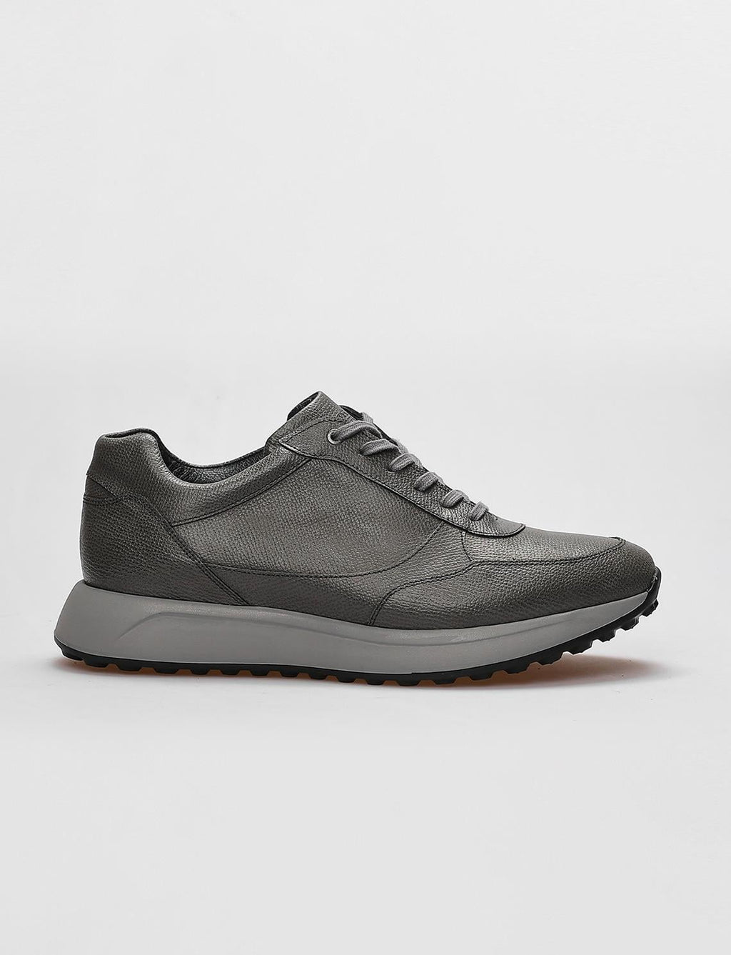 Genuine Leather Grey Lace-up Men's Athletic Shoes