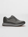 Genuine Leather Grey Lace-up Men's Athletic Shoes