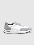Genuine Leather Grey - White Lace-up Men's Athletic Shoes
