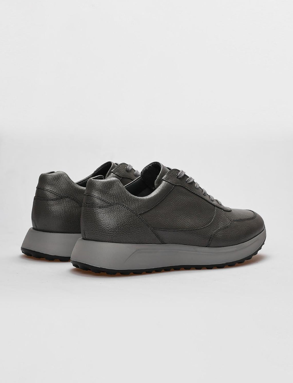 Genuine Leather Grey Lace-up Men's Athletic Shoes