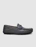 100% Genuine Leather Grey Buckle Men's Loafer