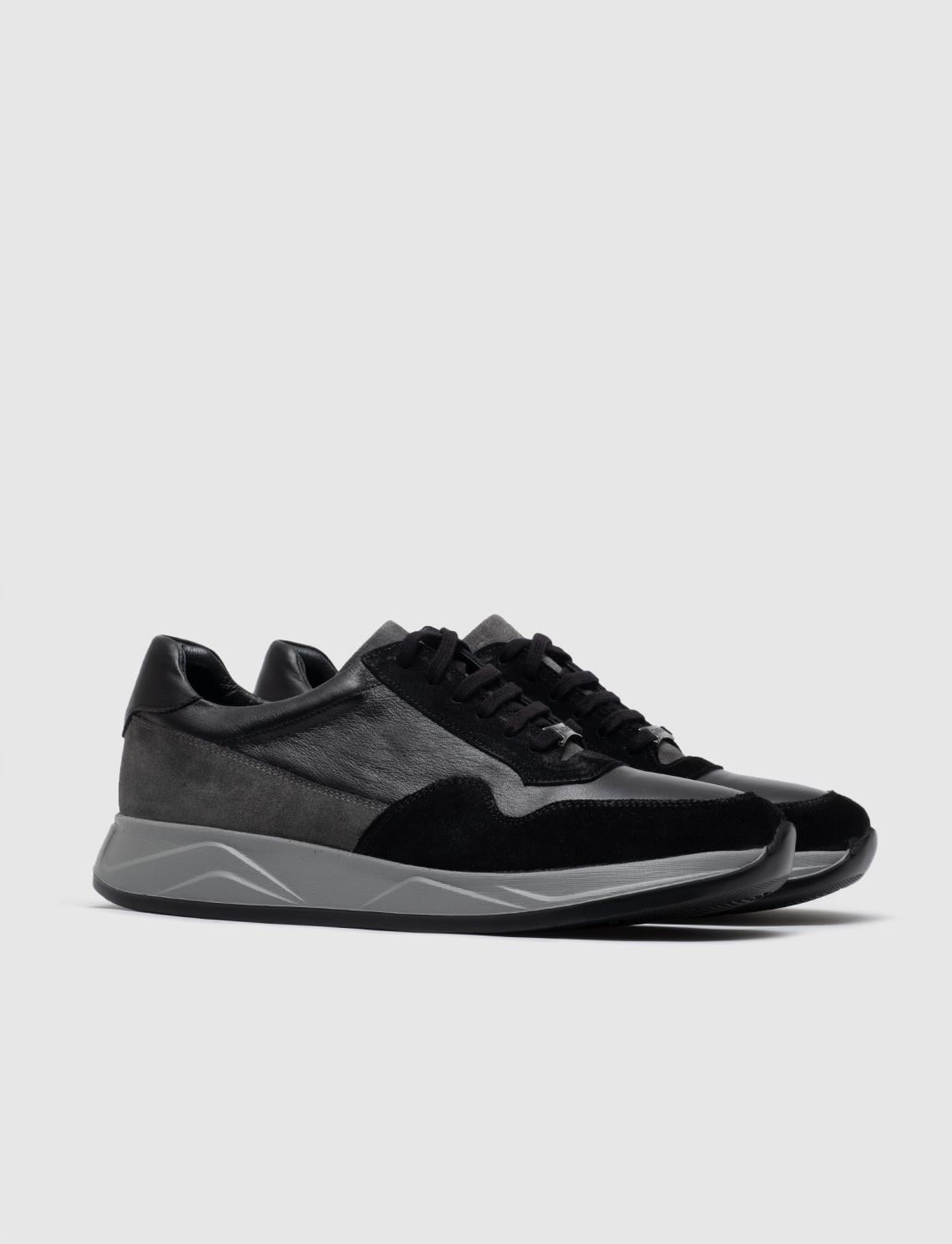 Genuine Leather Grey Suede Lace-up Men's Athletic Shoes